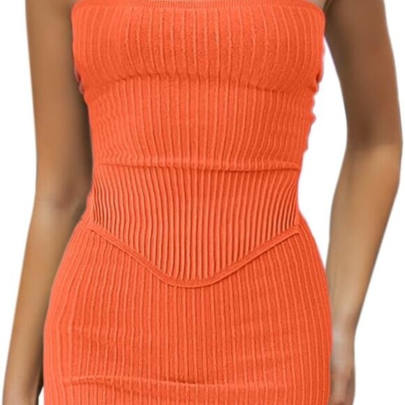 Womens Summer Two Piece Set Bandeau Crop Top Skirt Y2K Outfits Casual - Picture 9 of 9